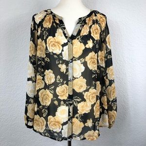 BLACK & YELLOW FLORAL BLOUSE
